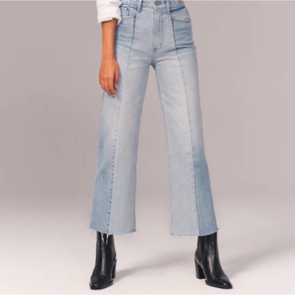 Abercrombie Crop Wide Leg Ultra High Rise Two Tone Jeans BRAND NEW NEVER WORN